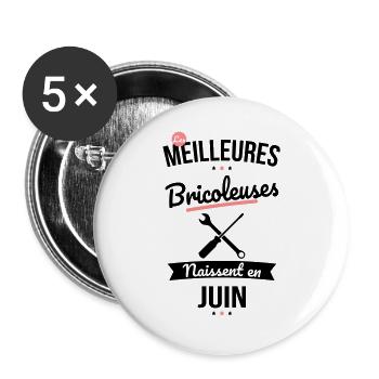 Les meilleures bricoleuses naissent en Juin - Lot de 5 grands badges (56 mm) - blanc - Devant