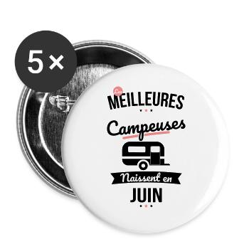 Les meilleures campeuses naissent en Juin - Lot de 5 grands badges (56 mm) - blanc - Devant