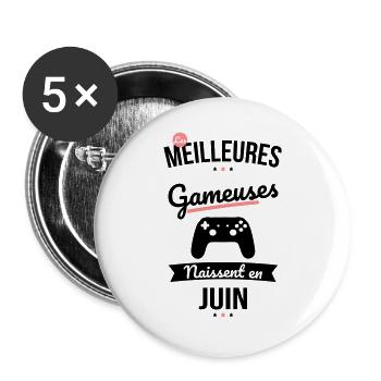 Les meilleures gameuses naissent en Juin - Lot de 5 grands badges (56 mm) - blanc - Devant