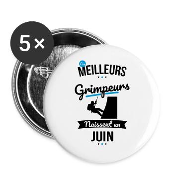 Les meilleurs grimpeurs naissent en Juin - Lot de 5 grands badges (56 mm) - blanc - Devant