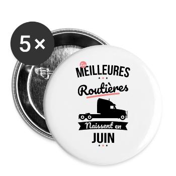 Les meilleures routières naissent en Juin - Lot de 5 grands badges (56 mm) - blanc - Devant