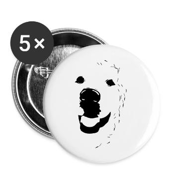 Hund Dog - Buttons groß 56 mm (5er Pack) - Weiß - Vorne
