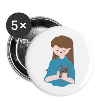 Cat sits in human palm3 - Buttons large 2.2''/56 mm (5-pack) - white - Front