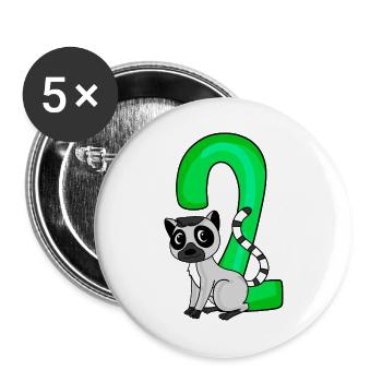 2 birthday 2 years old with animal motif - two - Buttons large 2.2''/56 mm (5-pack) - white - Front