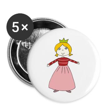 kleine prinzessin - Buttons groß 56 mm (5er Pack) - Weiß - Vorne