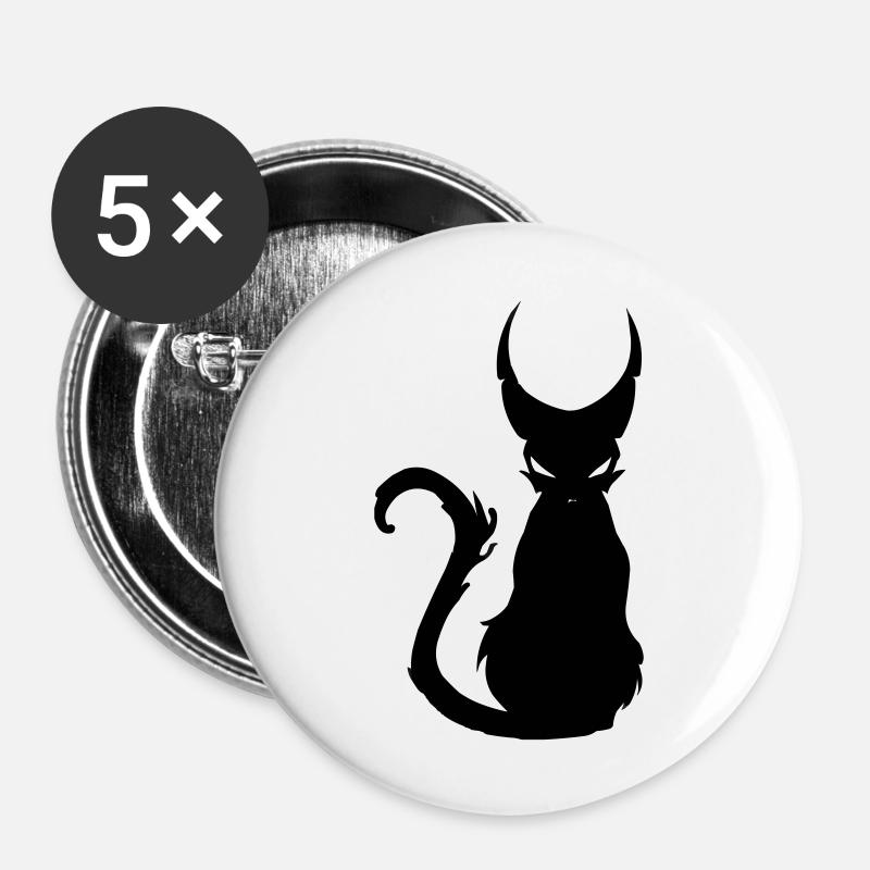 Devilish Cat - Buttons large 2.2''/56 mm (5-pack) - white