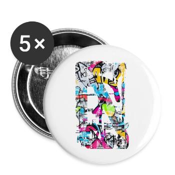 Graffiti style Splash hip hop colors painter color - Buttons large 2.2''/56 mm (5-pack) - white - Front
