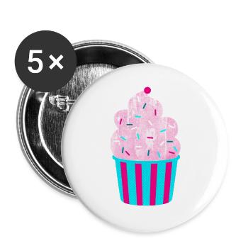 Icecream Cup Deko Eis Streifen Sommer Fun Fan - Buttons groß 56 mm (5er Pack) - Weiß - Vorne