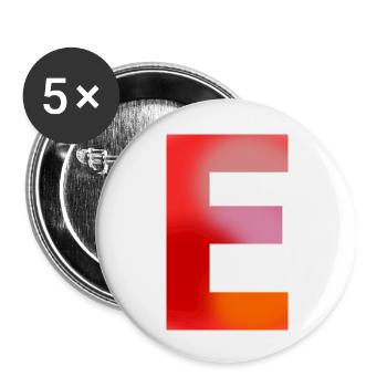 LETTER E - Buttons large 2.2''/56 mm (5-pack) - white - Front