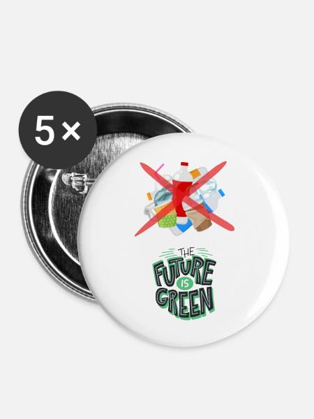 Kein Plastik - Buttons groß 56 mm (5er Pack) - Weiß