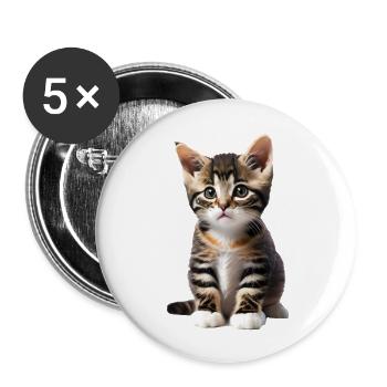 Chat - chaton - Lot de 5 grands badges (56 mm) - blanc - Devant