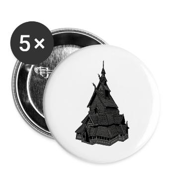 Stave Church Norway grey - Buttons large 2.2''/56 mm (5-pack) - white - Front