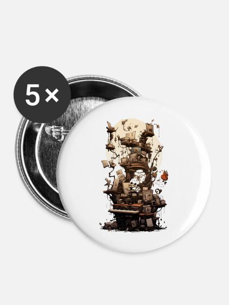 Fantasieorgel - Buttons groß 56 mm (5er Pack) - Weiß