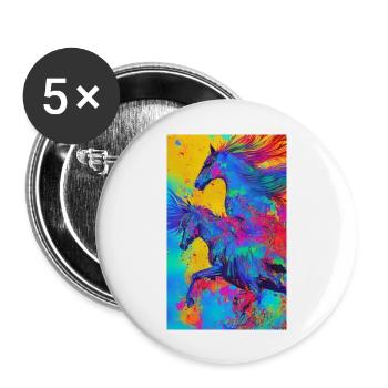 Horse | Horseback riding | Animal | Mount | Colorful - Buttons large 2.2''/56 mm (5-pack) - white - Front