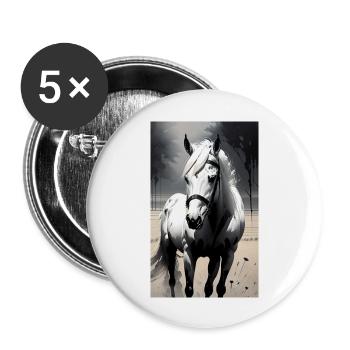 Horse | Horseback riding | Animal | Mount | Colorful - Buttons large 2.2''/56 mm (5-pack) - white - Front
