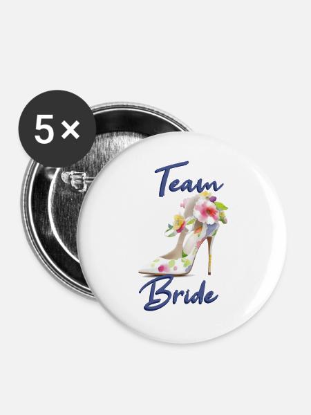 Team Bride - Buttons groß 56 mm (5er Pack) - Weiß