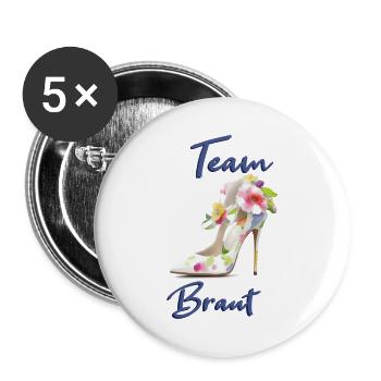 Team Braut - Buttons groß 56 mm (5er Pack) - Weiß - Vorne