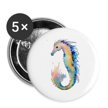 Sea horse - Buttons large 2.2''/56 mm (5-pack) - white - Front