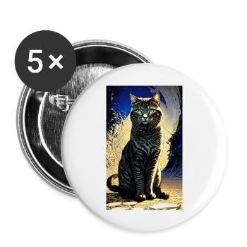 Katze | Haustier | Katzenfan | niedlich | Kätzchen - Buttons groß 56 mm (5er Pack) - Weiß - Vorne