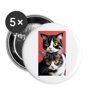 Katze | Haustier | Katzenfan | niedlich | Kätzchen - Buttons groß 56 mm (5er Pack) - Weiß - Vorne
