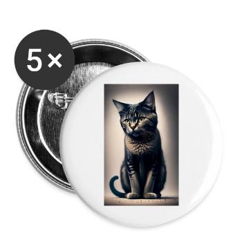 Cat | Pet | Cat Fan | cute | Kitten - Buttons large 2.2''/56 mm (5-pack) - white - Front