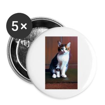 Katze | Haustier | Katzenfan | niedlich | Kätzchen - Buttons groß 56 mm (5er Pack) - Weiß - Vorne