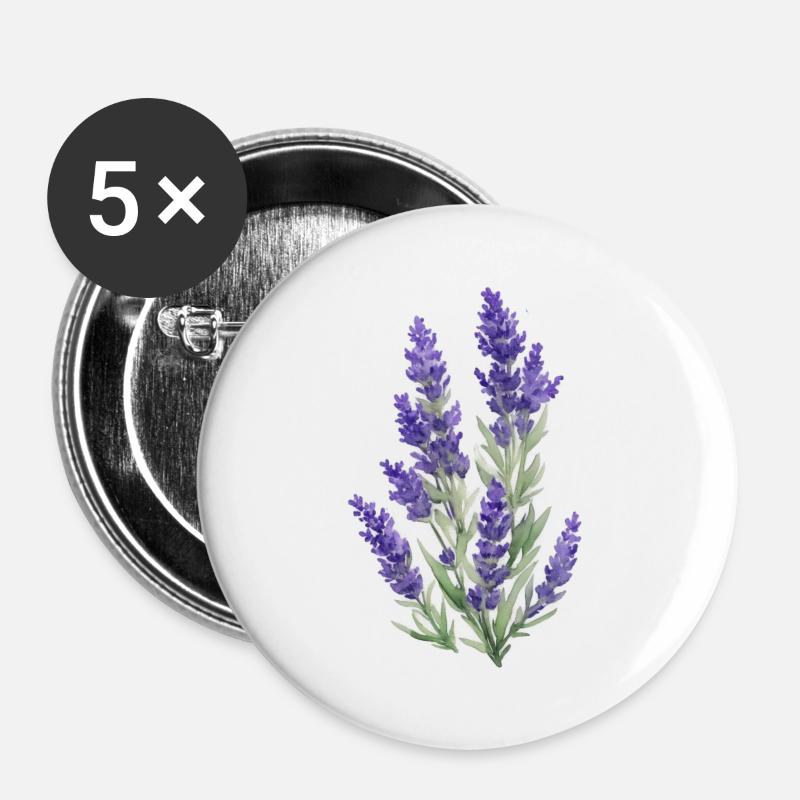 Lavendel - Buttons groß 56 mm (5er Pack) - Weiß