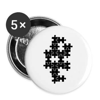Schwarzes Puzzle - Buttons groß 56 mm (5er Pack) - Weiß - Vorne