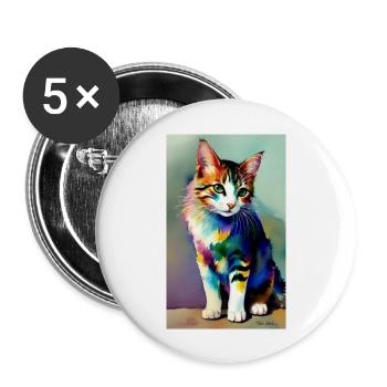 Cat | Pet | Cat Fan | cute | Kitten - Buttons large 2.2''/56 mm (5-pack) - white - Front
