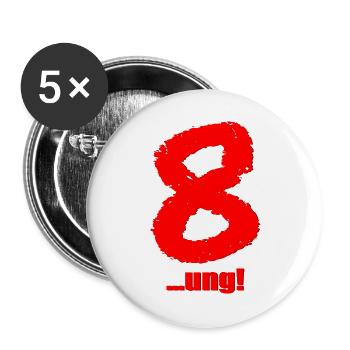 ACHTUNG - ZAHL 8 - ACHT - VORSICHT - Buttons groß 56 mm (5er Pack) - Weiß - Vorne