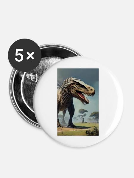 Dinosaurier | T-Rex | Tyrannosaurus - Buttons groß 56 mm (5er Pack) - Weiß