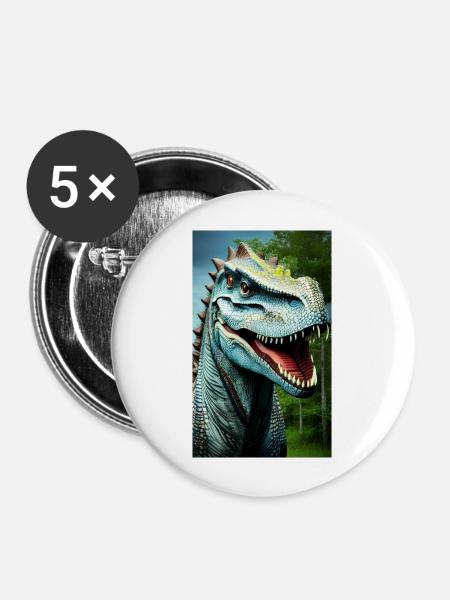 Dinosaurier | T-Rex | Tyrannosaurus - Buttons groß 56 mm (5er Pack) - Weiß