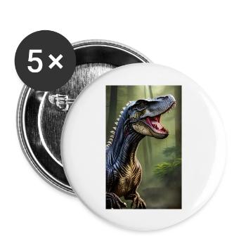 Dinosaures | T-Rex | Tyrannosaure - Lot de 5 grands badges (56 mm) - blanc - Devant
