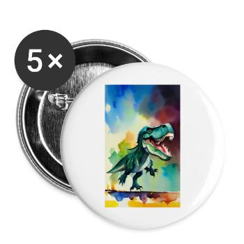 Dinosaures | T-Rex | Tyrannosaure - Lot de 5 grands badges (56 mm) - blanc - Devant