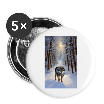 Wolf | Raubtier | Hund | Mystisch - Buttons groß 56 mm (5er Pack) - Weiß - Vorne