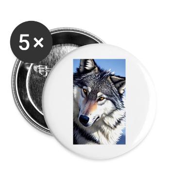 Loup | Prédateur | Chien | Mystique - Lot de 5 grands badges (56 mm) - blanc - Devant