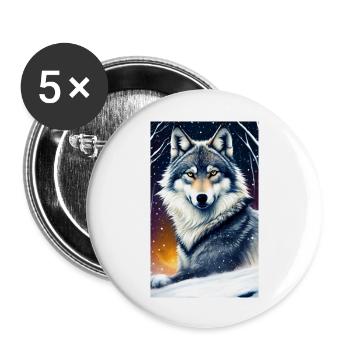 Wolf | Predator | Dog | Mystical - Buttons large 2.2''/56 mm (5-pack) - white - Front