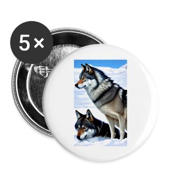 Loup | Prédateur | Chien | Mystique - Lot de 5 grands badges (56 mm) - blanc - Devant