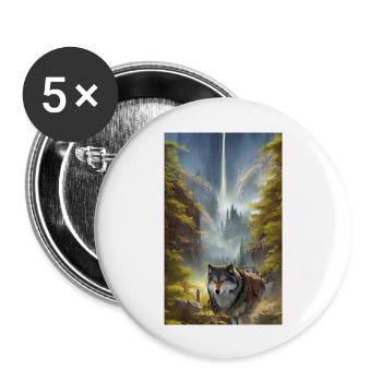 Loup | Prédateur | Chien | Mystique - Lot de 5 grands badges (56 mm) - blanc - Devant