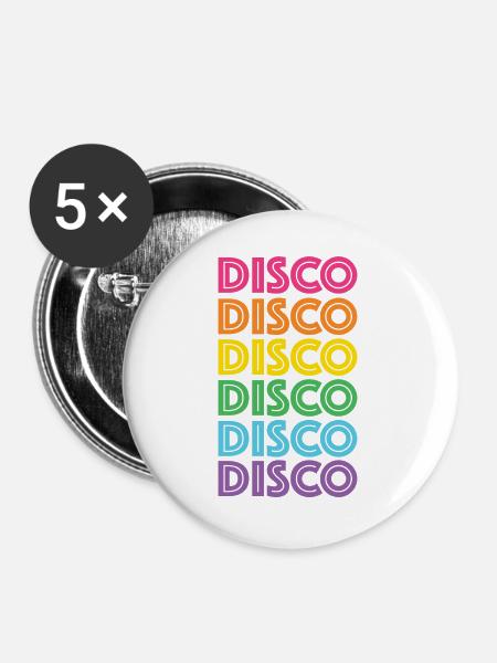 LGBTQ-Retro-Disco - Buttons groß 56 mm (5er Pack) - Weiß