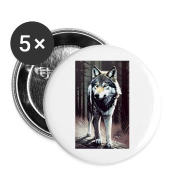 Wolf | Predator | Dog | Mystical - Buttons large 2.2''/56 mm (5-pack) - white - Front