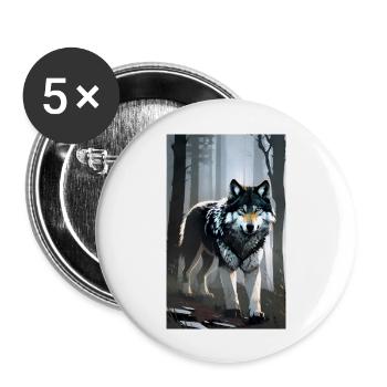 Loup | Prédateur | Chien | Mystique - Lot de 5 grands badges (56 mm) - blanc - Devant