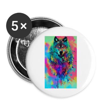 Wolf | Predator | Dog | Mystical - Buttons large 2.2''/56 mm (5-pack) - white - Front