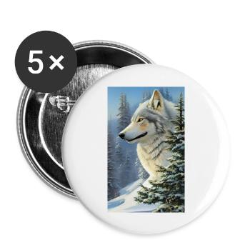 Loup | Prédateur | Chien | Mystique - Lot de 5 grands badges (56 mm) - blanc - Devant