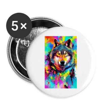 Loup | Prédateur | Chien | Mystique - Lot de 5 grands badges (56 mm) - blanc - Devant