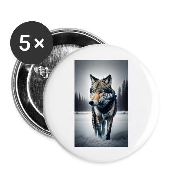 Wolf | Raubtier | Hund | Mystisch - Buttons groß 56 mm (5er Pack) - Weiß - Vorne