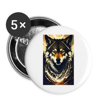 Loup | Prédateur | Chien | Mystique - Lot de 5 grands badges (56 mm) - blanc - Devant