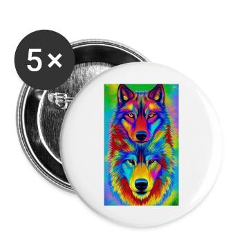 Loup | Prédateur | Chien | Mystique - Lot de 5 grands badges (56 mm) - blanc - Devant