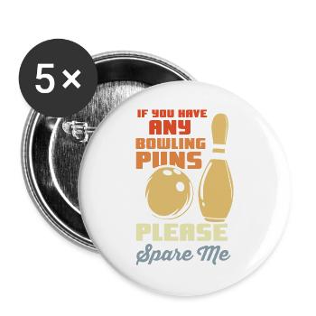 Bowler Witz - Buttons groß 56 mm (5er Pack) - Weiß - Vorne