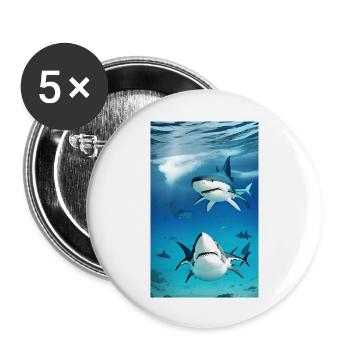Shark | Great White Shark | Sea creature | Fish - Buttons large 2.2''/56 mm (5-pack) - white - Front